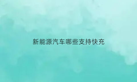 新能源汽车哪些支持快充