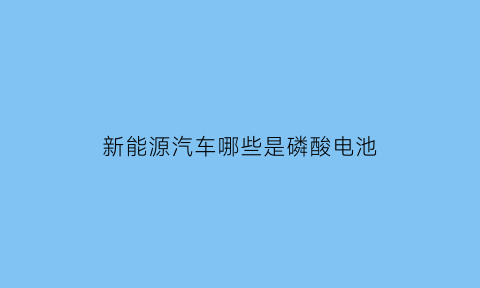 新能源汽车哪些是磷酸电池