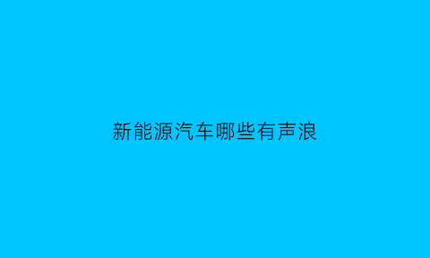 新能源汽车哪些有声浪(新能源有声浪吗)