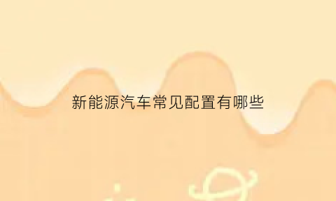 新能源汽车常见配置有哪些