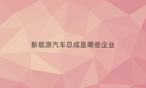 新能源汽车总成是哪些企业