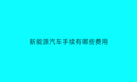 新能源汽车手续有哪些费用