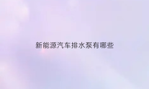 新能源汽车排水泵有哪些(新能源汽车水泵布置)