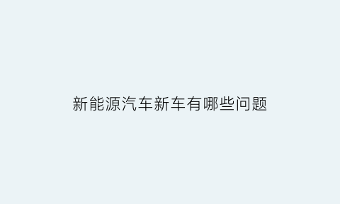 新能源汽车新车有哪些问题