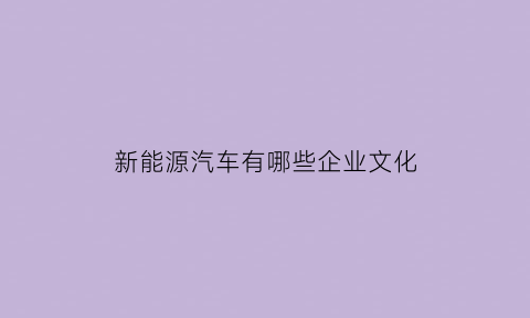 新能源汽车有哪些企业文化