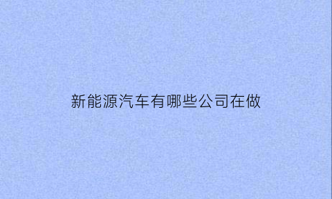 新能源汽车有哪些公司在做(新能源什么公司)