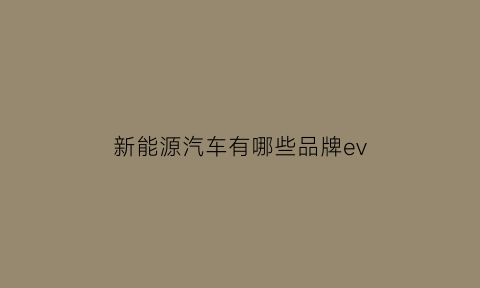 新能源汽车有哪些品牌ev