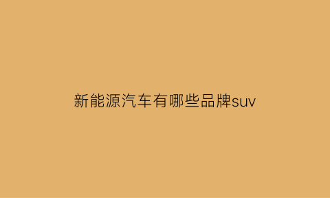 新能源汽车有哪些品牌suv