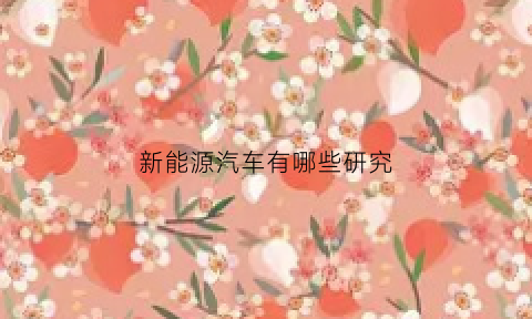 新能源汽车有哪些研究