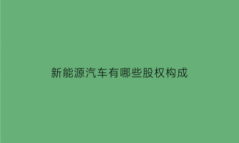 新能源汽车有哪些股权构成