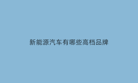 新能源汽车有哪些高档品牌(新能源汽车有哪些高档品牌车)