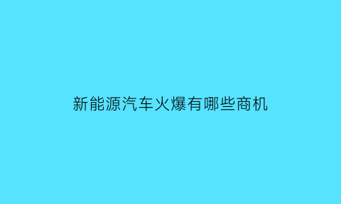 新能源汽车火爆有哪些商机