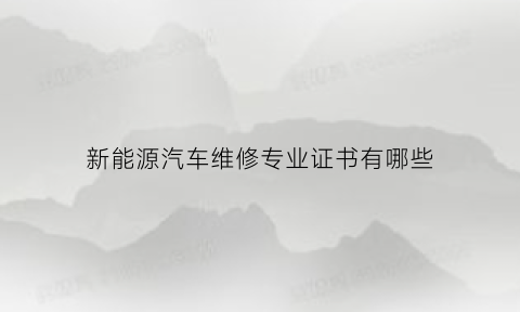 新能源汽车维修专业证书有哪些