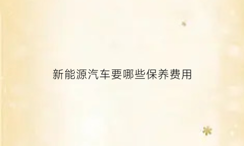 新能源汽车要哪些保养费用