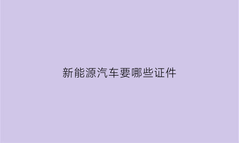 新能源汽车要哪些证件