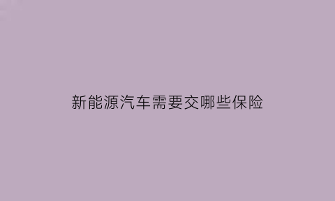 新能源汽车需要交哪些保险