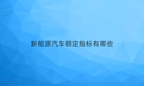 新能源汽车额定指标有哪些