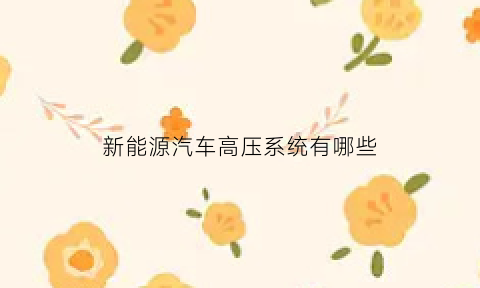 新能源汽车高压系统有哪些