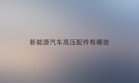 新能源汽车高压配件有哪些