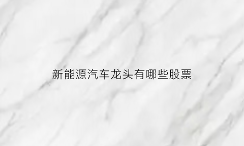 新能源汽车龙头有哪些股票