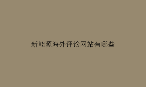 新能源海外评论网站有哪些(新能源海外发展联盟官网)