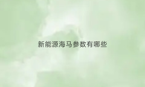 新能源海马参数有哪些