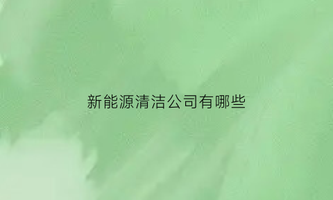 新能源清洁公司有哪些(新能源清洁剂骗局)