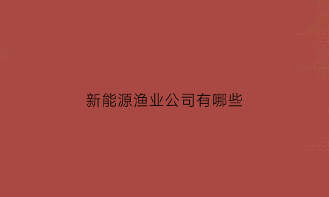 新能源渔业公司有哪些(新能源产业链公司)