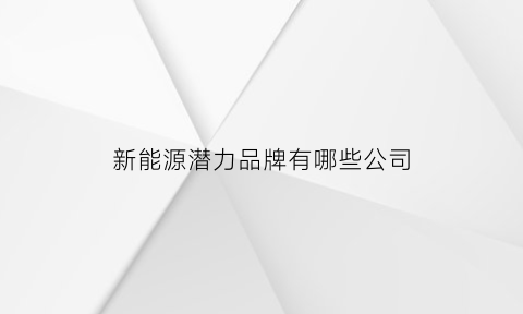 新能源潜力品牌有哪些公司