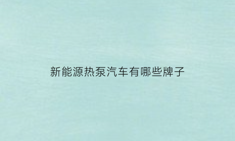 新能源热泵汽车有哪些牌子(热泵新能源)