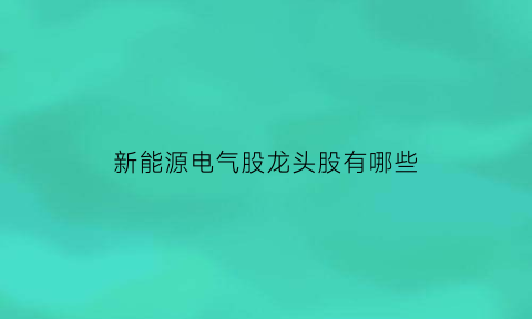 新能源电气股龙头股有哪些(新能源电气设备股票)