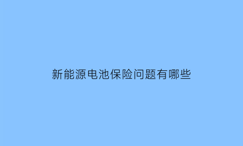 新能源电池保险问题有哪些