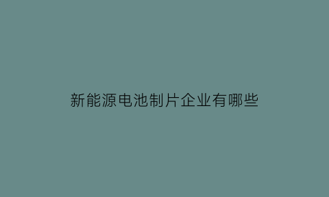 新能源电池制片企业有哪些(新能源电池制片企业有哪些公司)