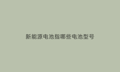 新能源电池指哪些电池型号