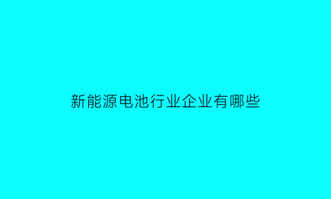 新能源电池行业企业有哪些