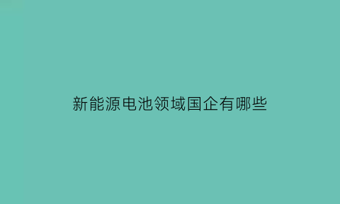 新能源电池领域国企有哪些