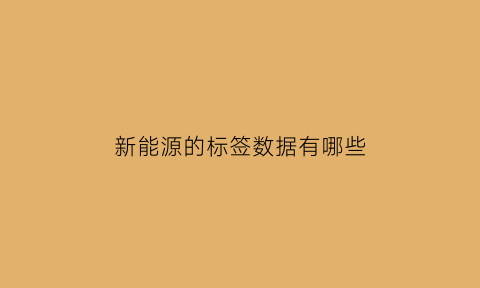 新能源的标签数据有哪些