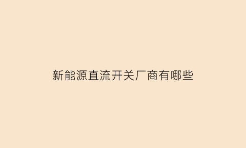 新能源直流开关厂商有哪些(新能源直流电是快充吗)