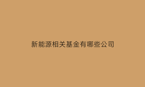 新能源相关基金有哪些公司(2021新能源基金有哪些龙头基金)