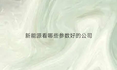 新能源看哪些参数好的公司