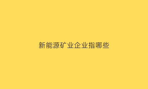 新能源矿业企业指哪些(新能矿业有限公司是什么企业)