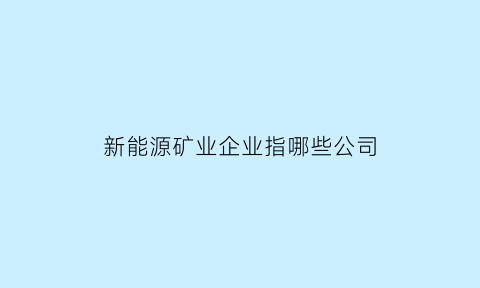 新能源矿业企业指哪些公司