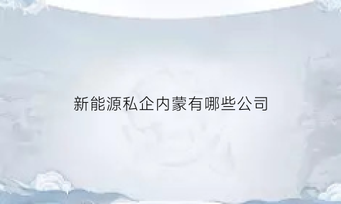 新能源私企内蒙有哪些公司