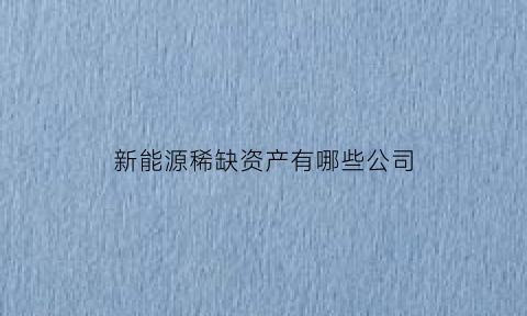 新能源稀缺资产有哪些公司