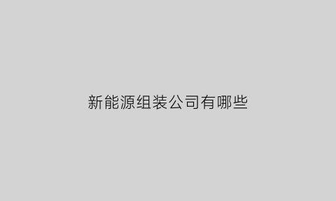 新能源组装公司有哪些