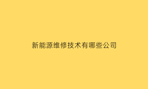 新能源维修技术有哪些公司(新能源维修行业)