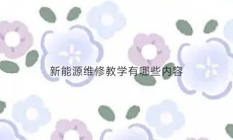 新能源维修教学有哪些内容