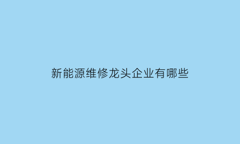 新能源维修龙头企业有哪些