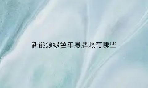 新能源绿色车身牌照有哪些