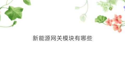 新能源网关模块有哪些